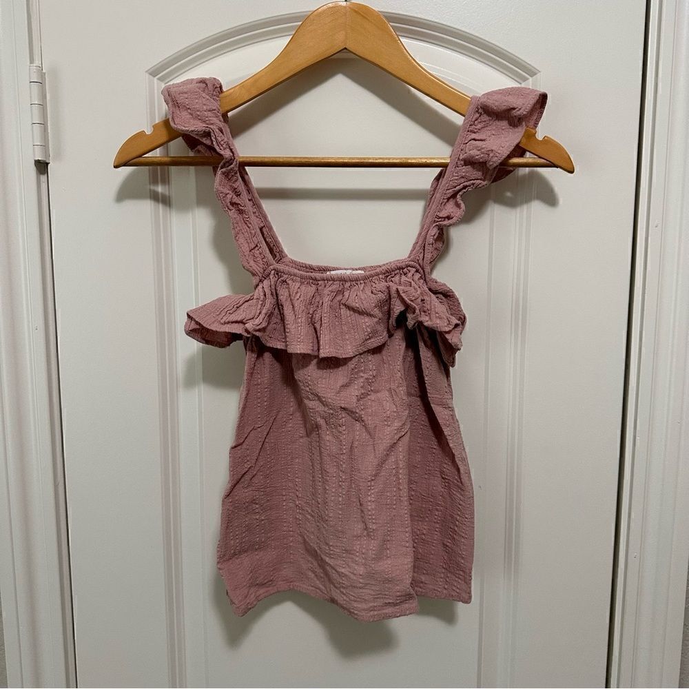 Sienna Sky Pink Ruffled Strap Women’s Tank Top Size Small